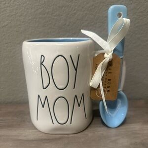 Rae Dunn Boy Mom Mug With Blue Heart Stir Spoon